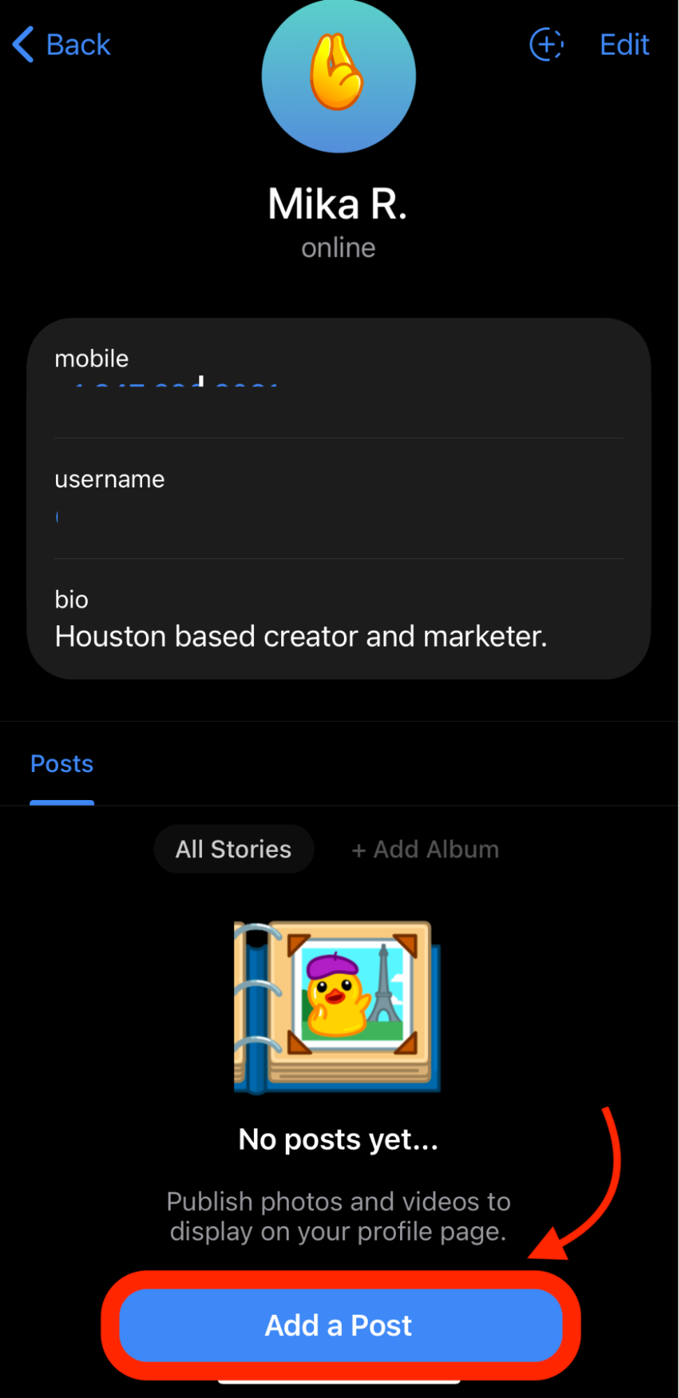 telegram add a post button